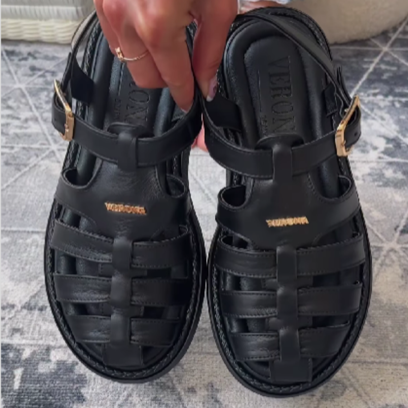 Woven Leather Flat Sandals