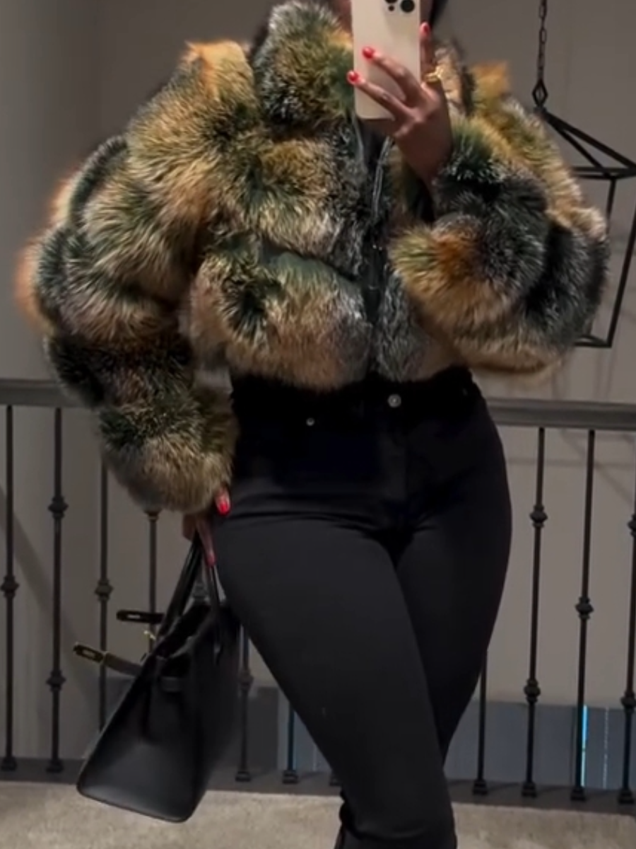 Autumn Green Short Fur Coat