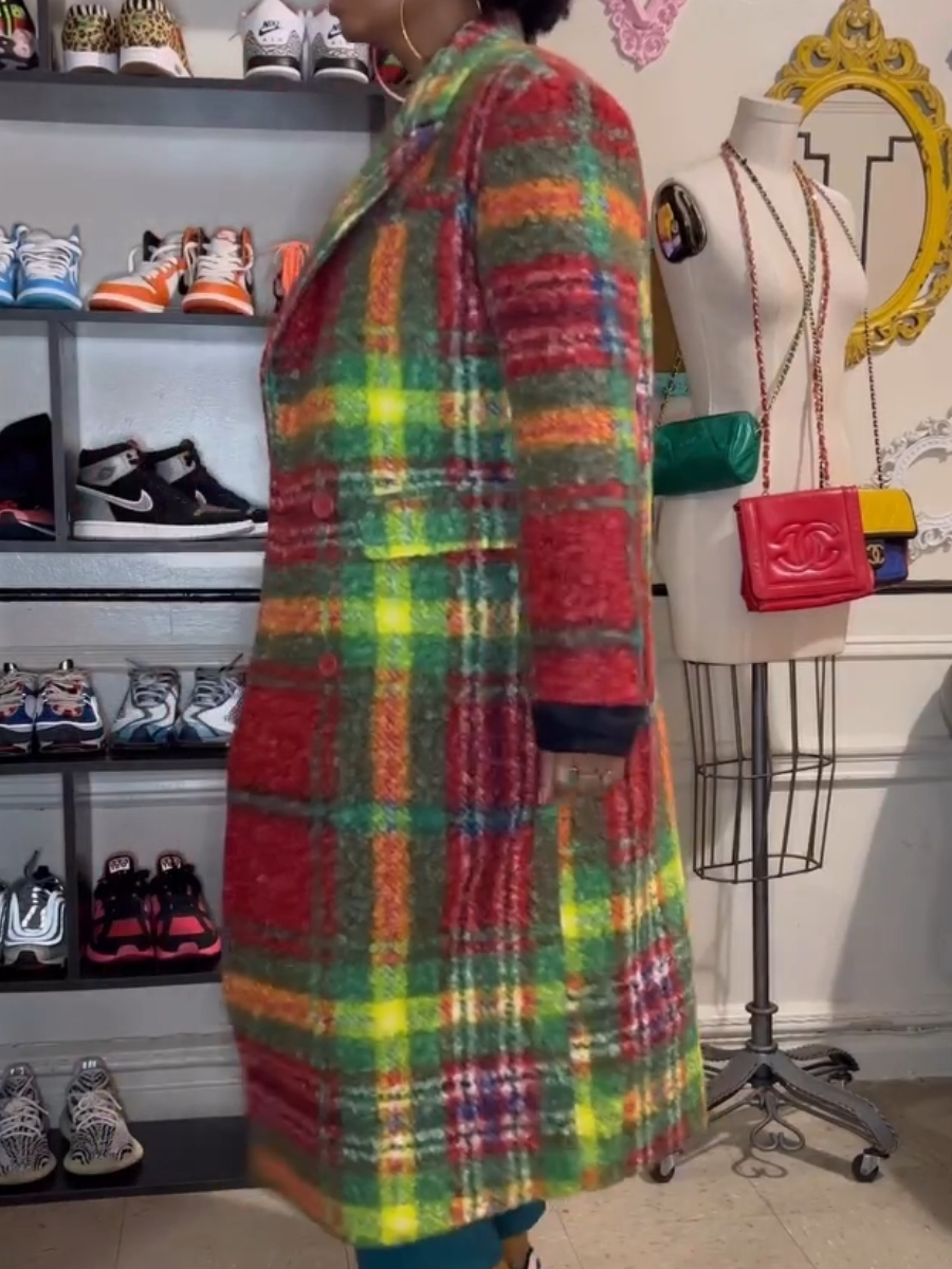 Autumn Fashion Plaid Trench Coat