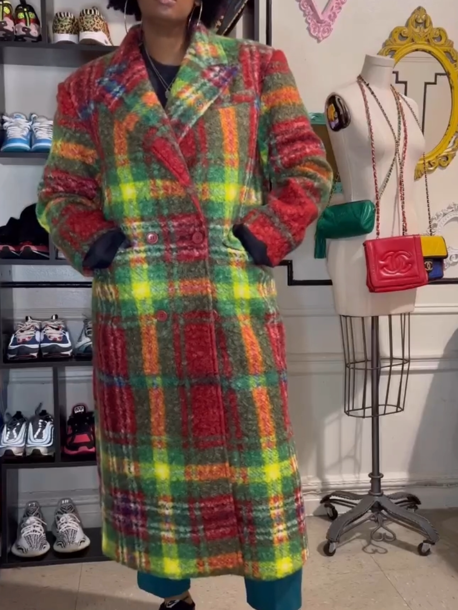 Autumn Fashion Plaid Trench Coat