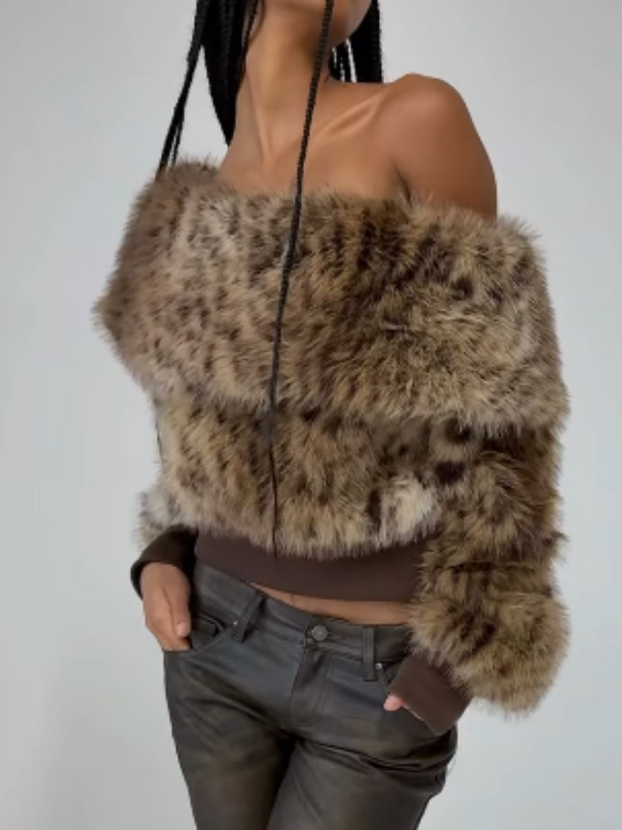 Faux Fur Off Shoulder Top