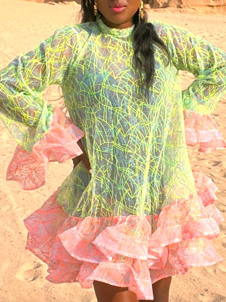 Straight Ruffled Mini Dress