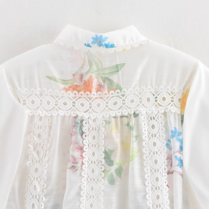 Lace Patchwork Printed Dress