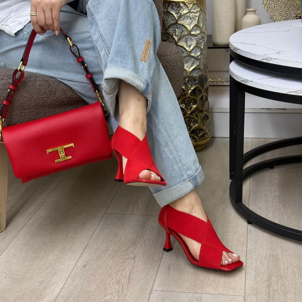 Elastic Cross High Heel Sandals