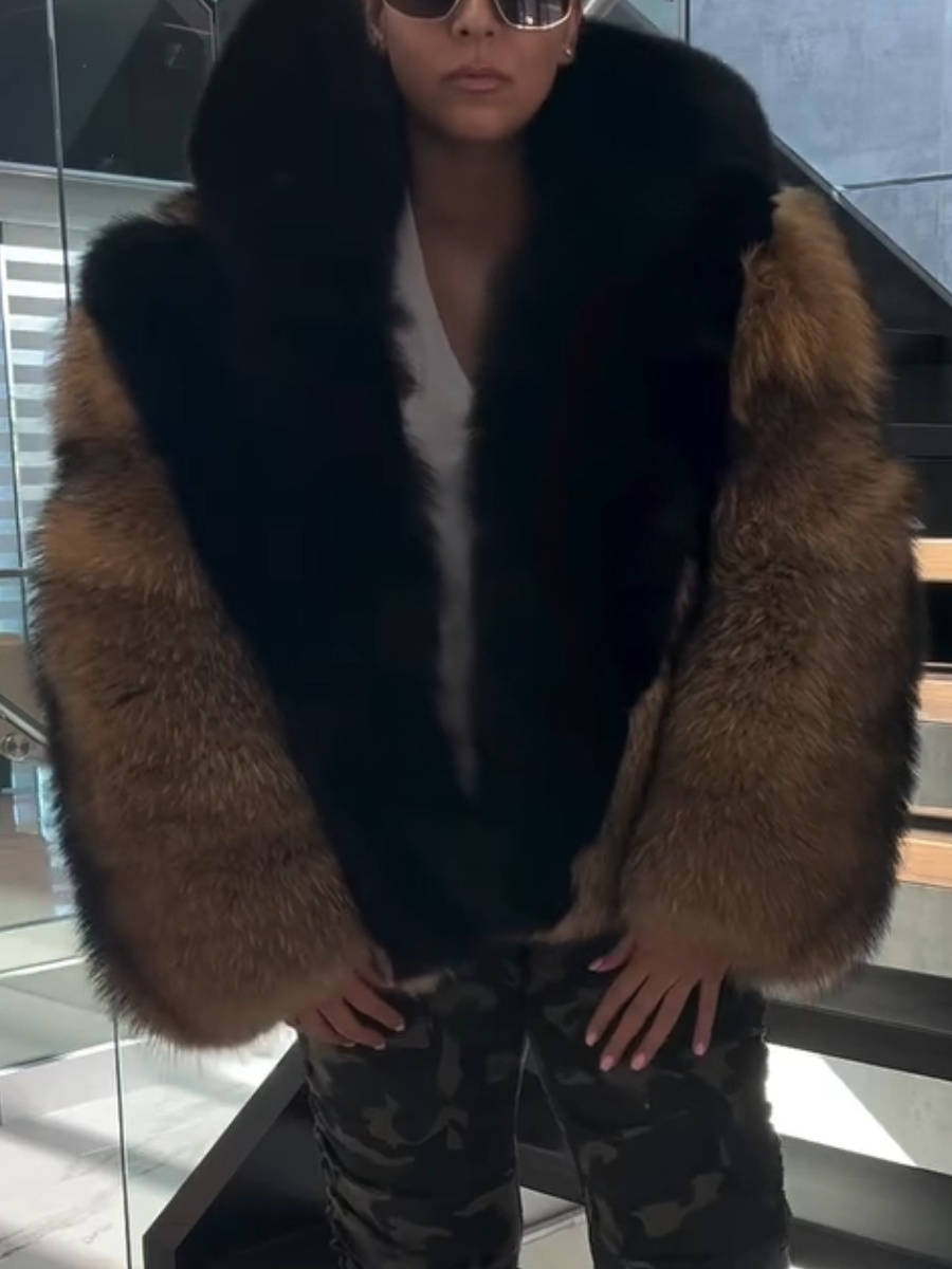 Hooded Fashionable Fur Coat