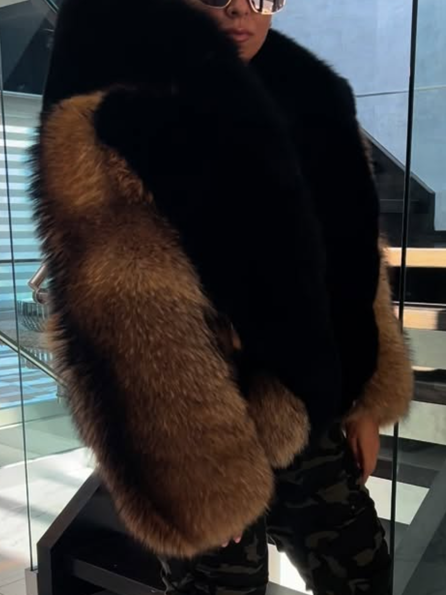 Hooded Fashionable Fur Coat