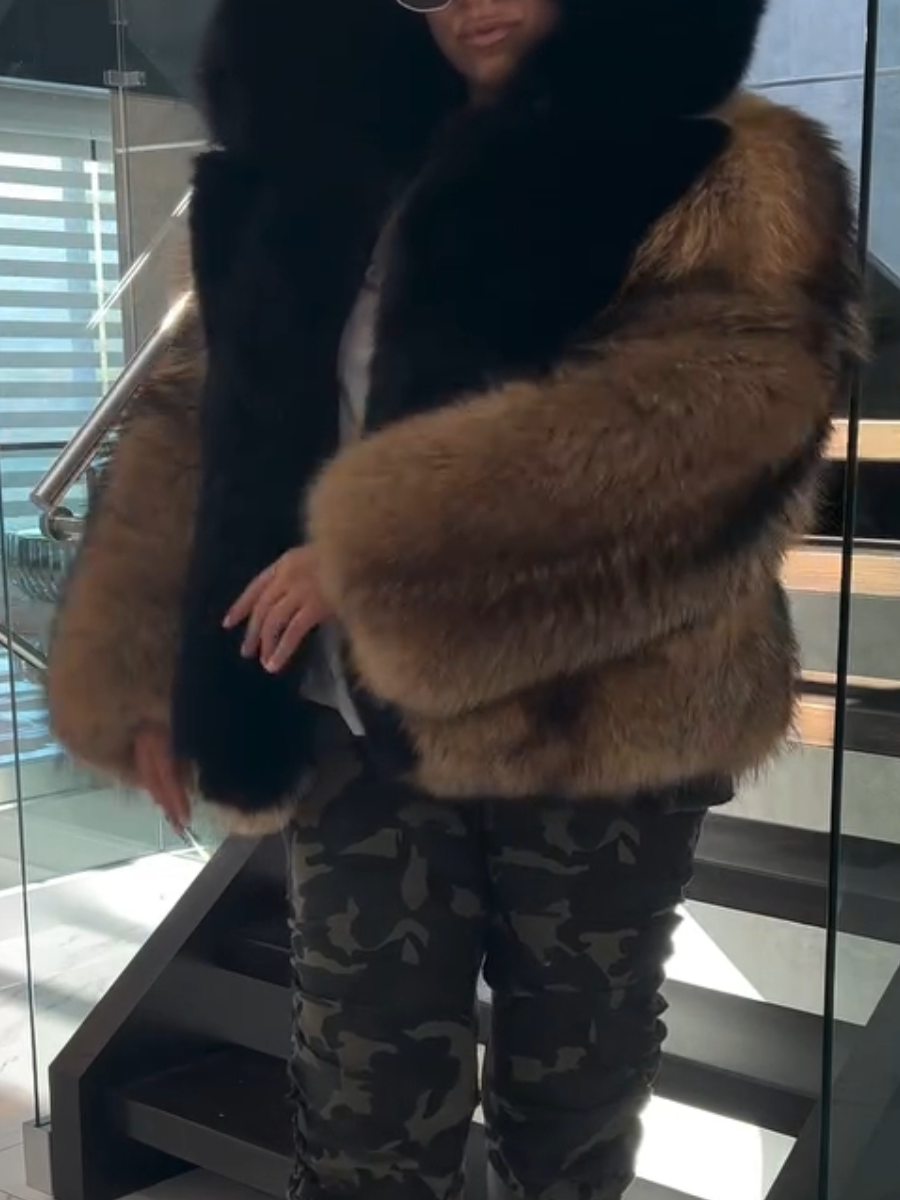 Hooded Fashionable Fur Coat
