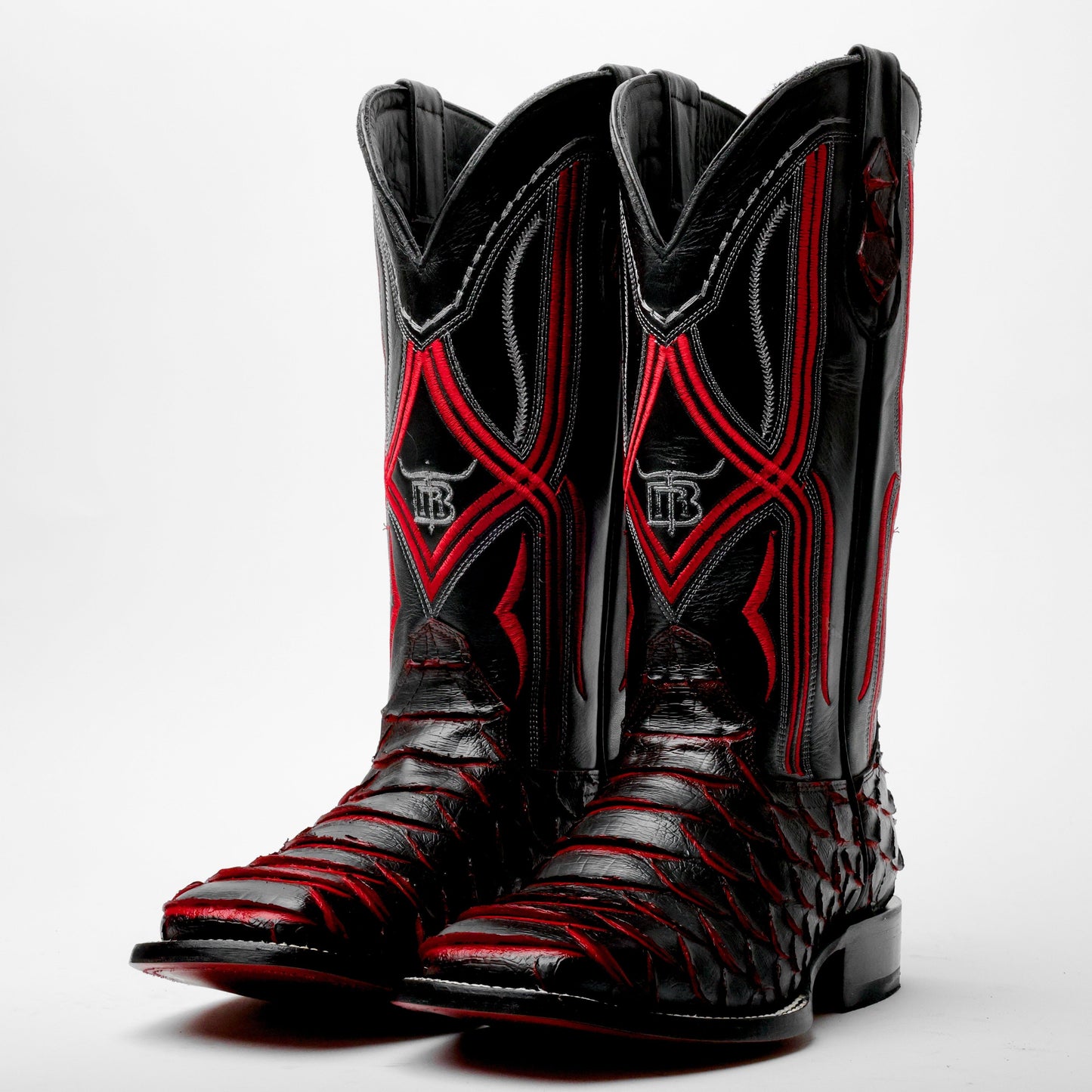 Black/Red Jumbo Python Leather Boots