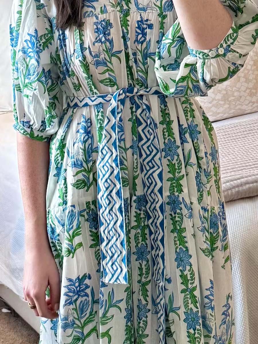 Floral Print Belted Maxi Dress