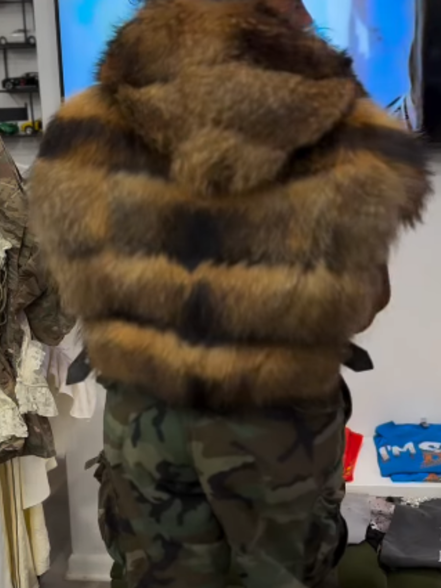 Hood Faux Fur Vest Jacket