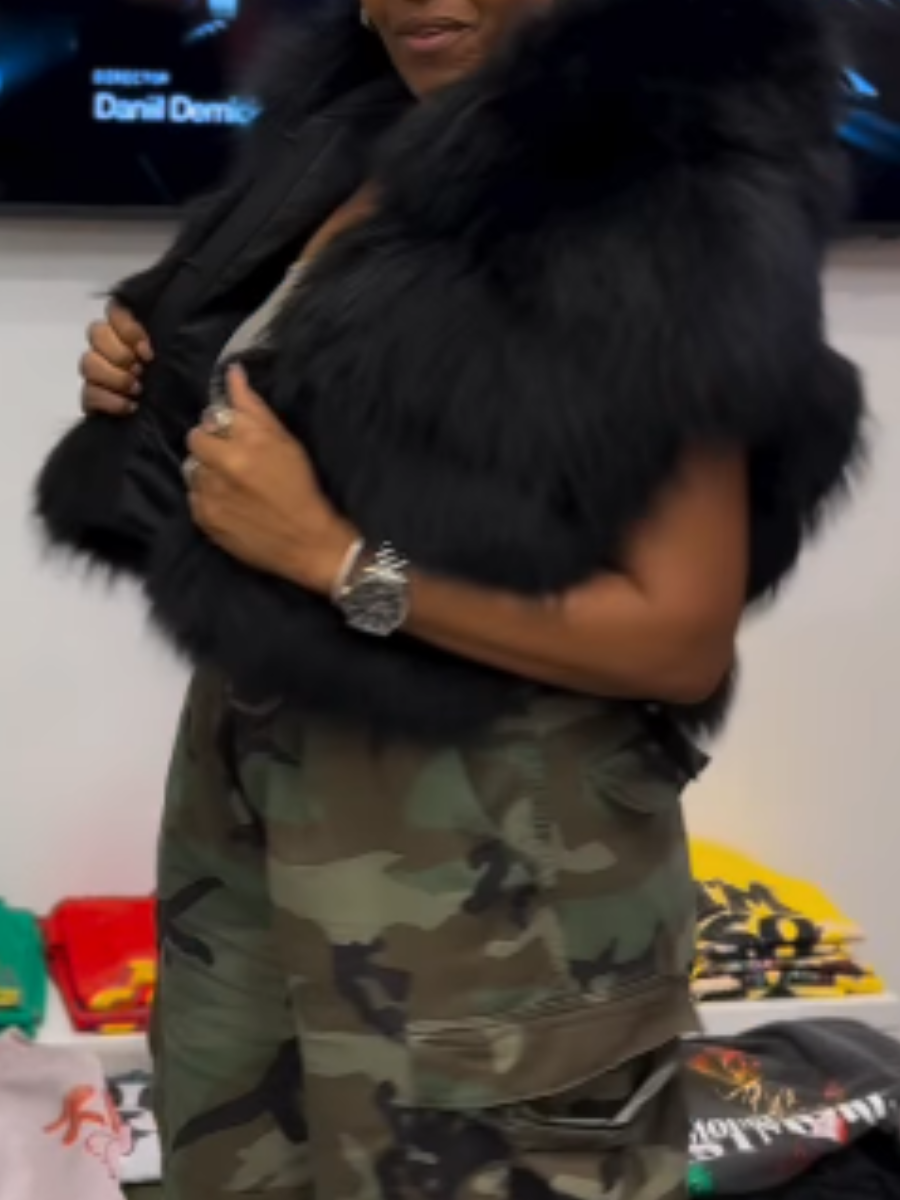Hood Faux Fur Vest Jacket