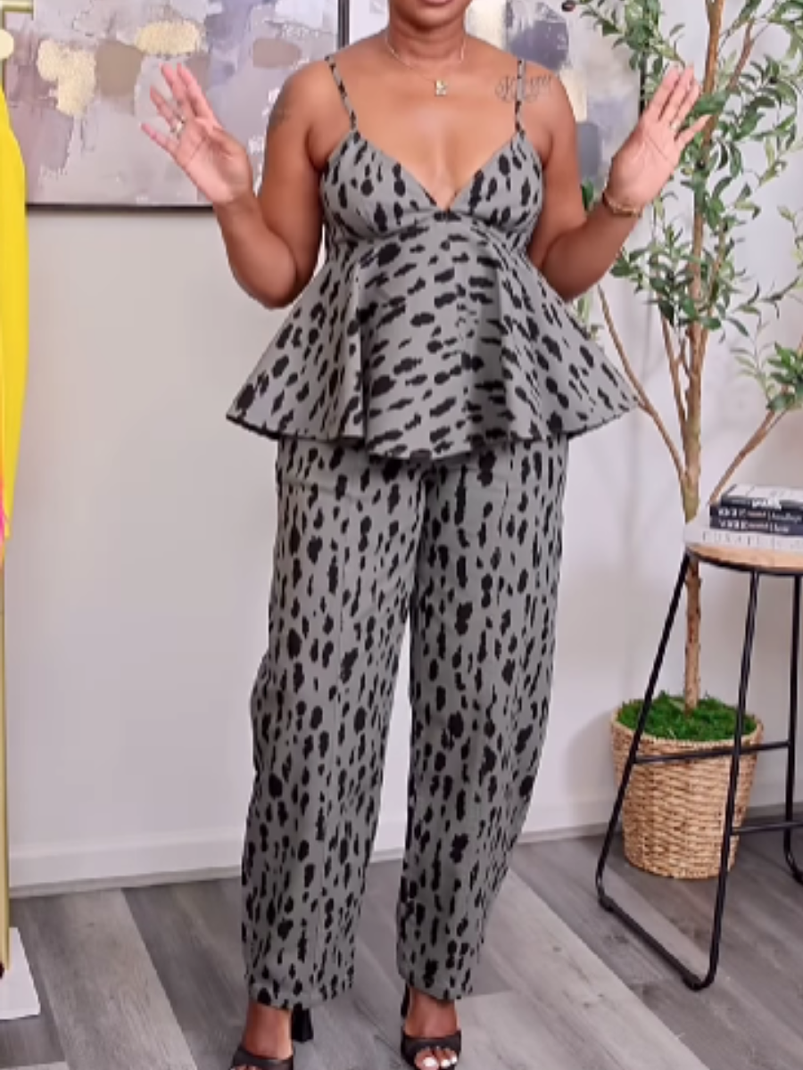 Leopard-Print Pants Suit