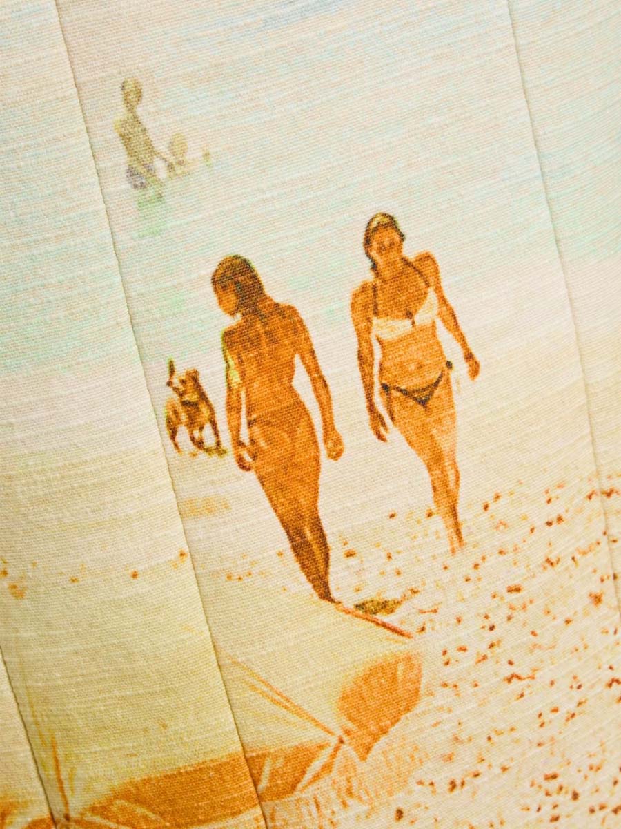 Strapless Printed Side Split Dress