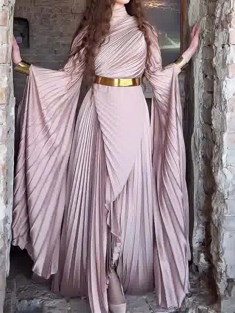 Elegant Irregular Pleated Maxi Dress