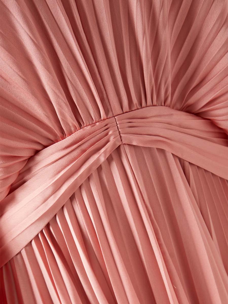 Keyhole Neck Pleated Maxi Dress