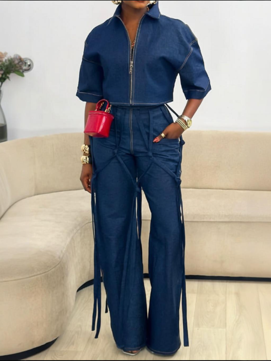 Fab Fringe Denim 2pc Set