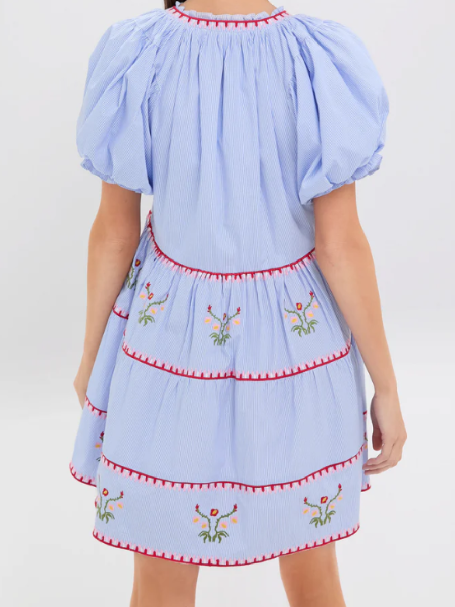 Pinstripe Blue Short Dress