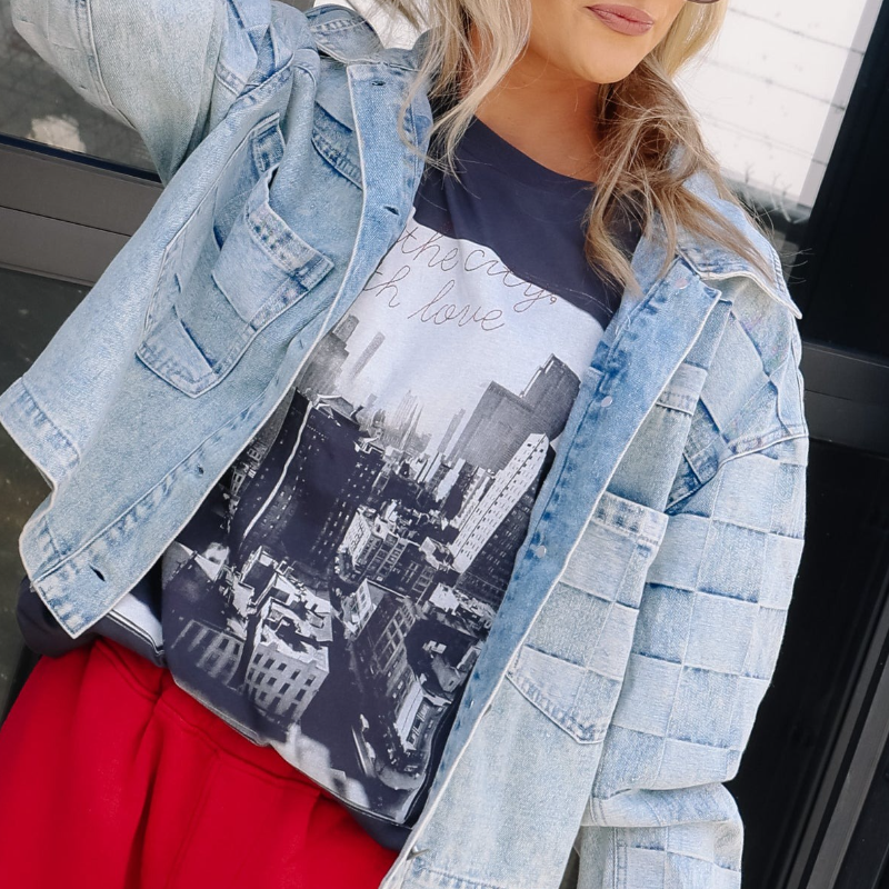 Denim Washed Long Sleeve Jacket