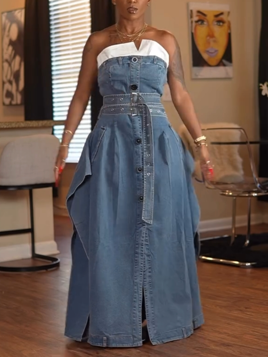 Trench-style Denim Dress