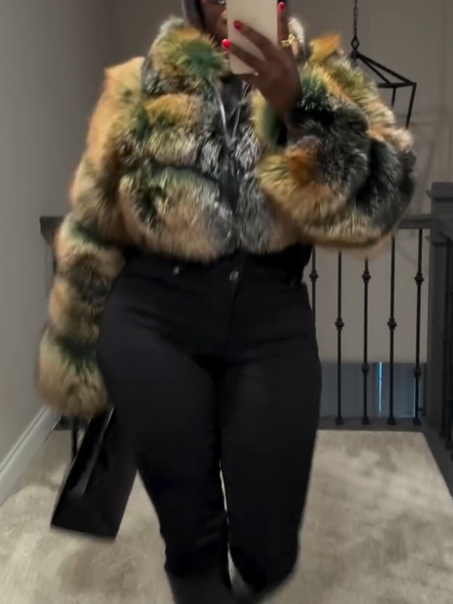 Autumn Green Short Fur Coat