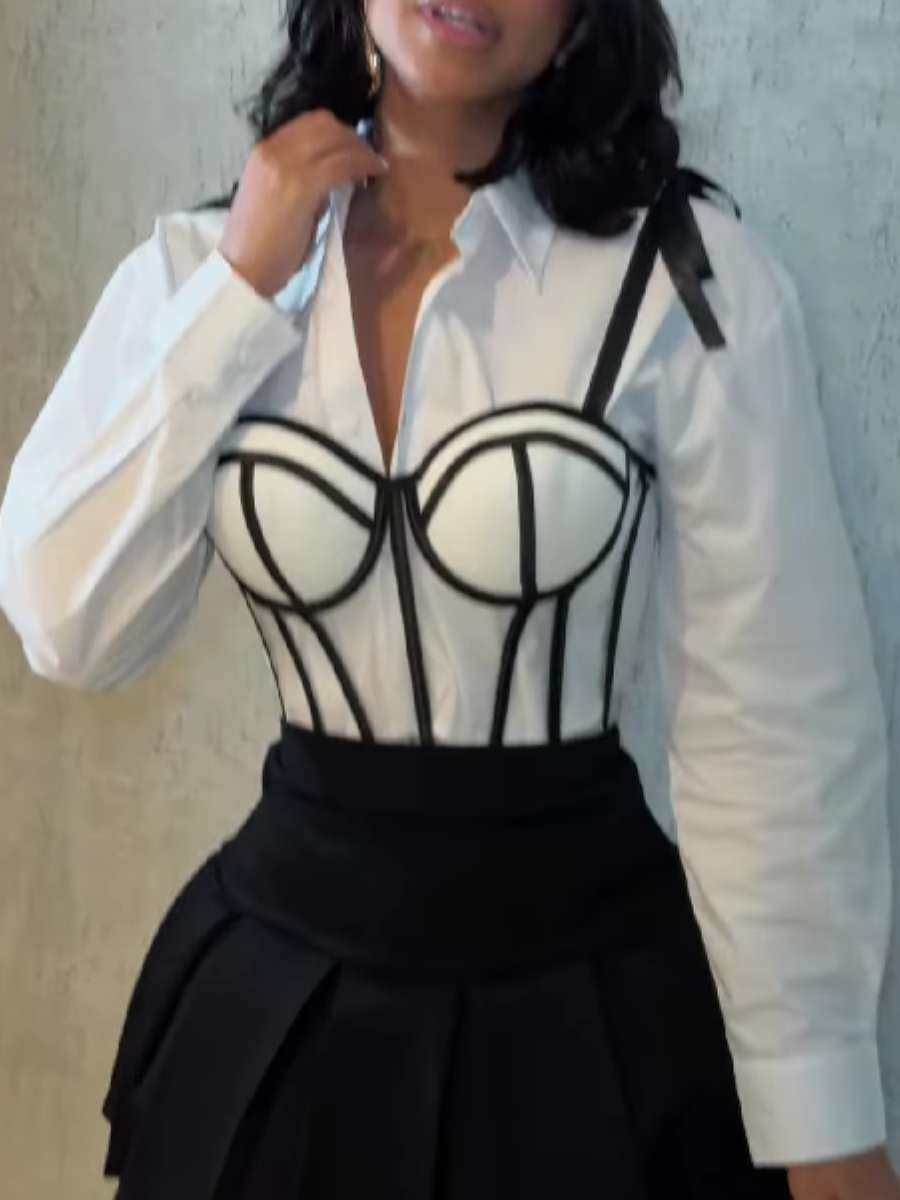 Design Sexy Spice Ribbon Strap Shirt Top