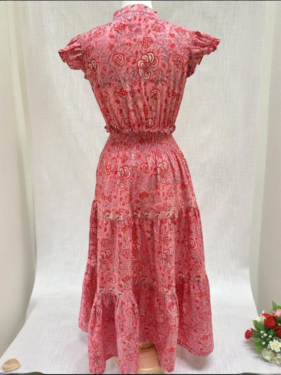 Flying Sleeve Printed Dress