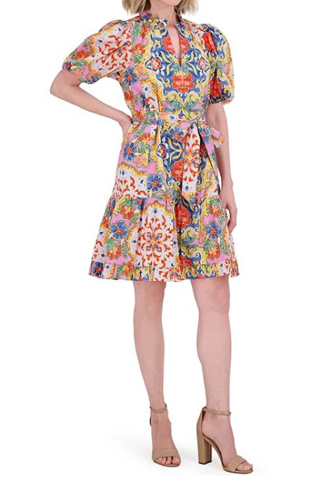 Colorful Floral Short Dress