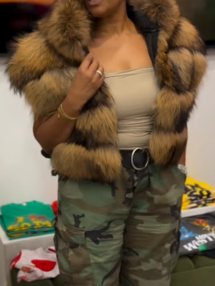 Hood Faux Fur Vest Jacket