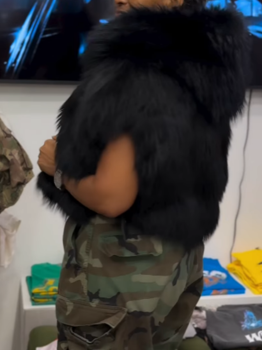 Hood Faux Fur Vest Jacket