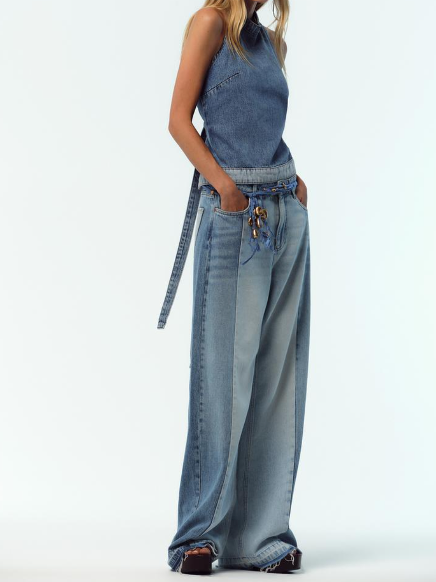 Backless Denim Suit