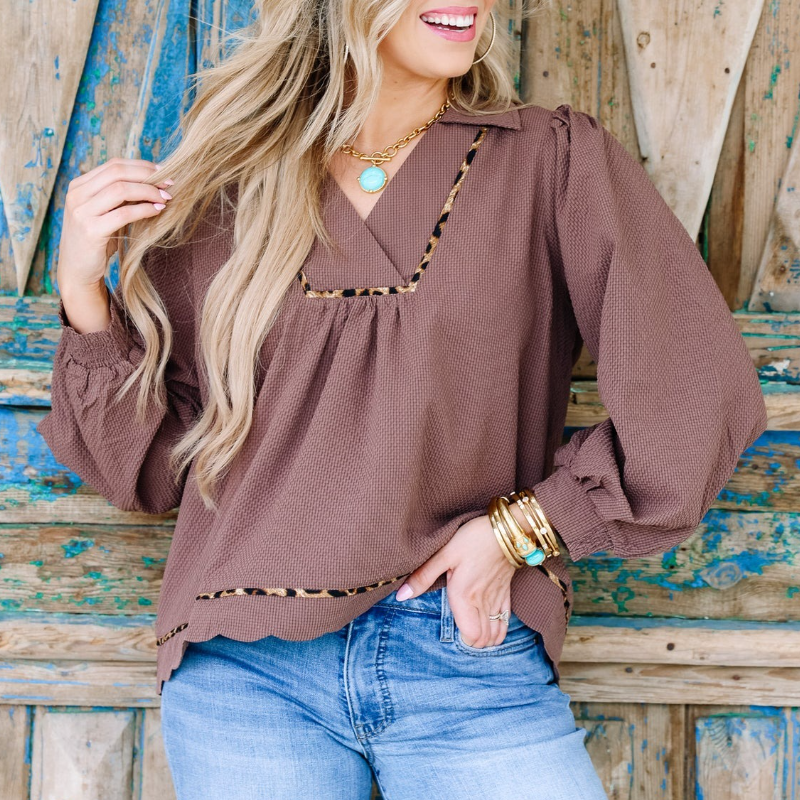 Chocolate Long Sleeve Blouse