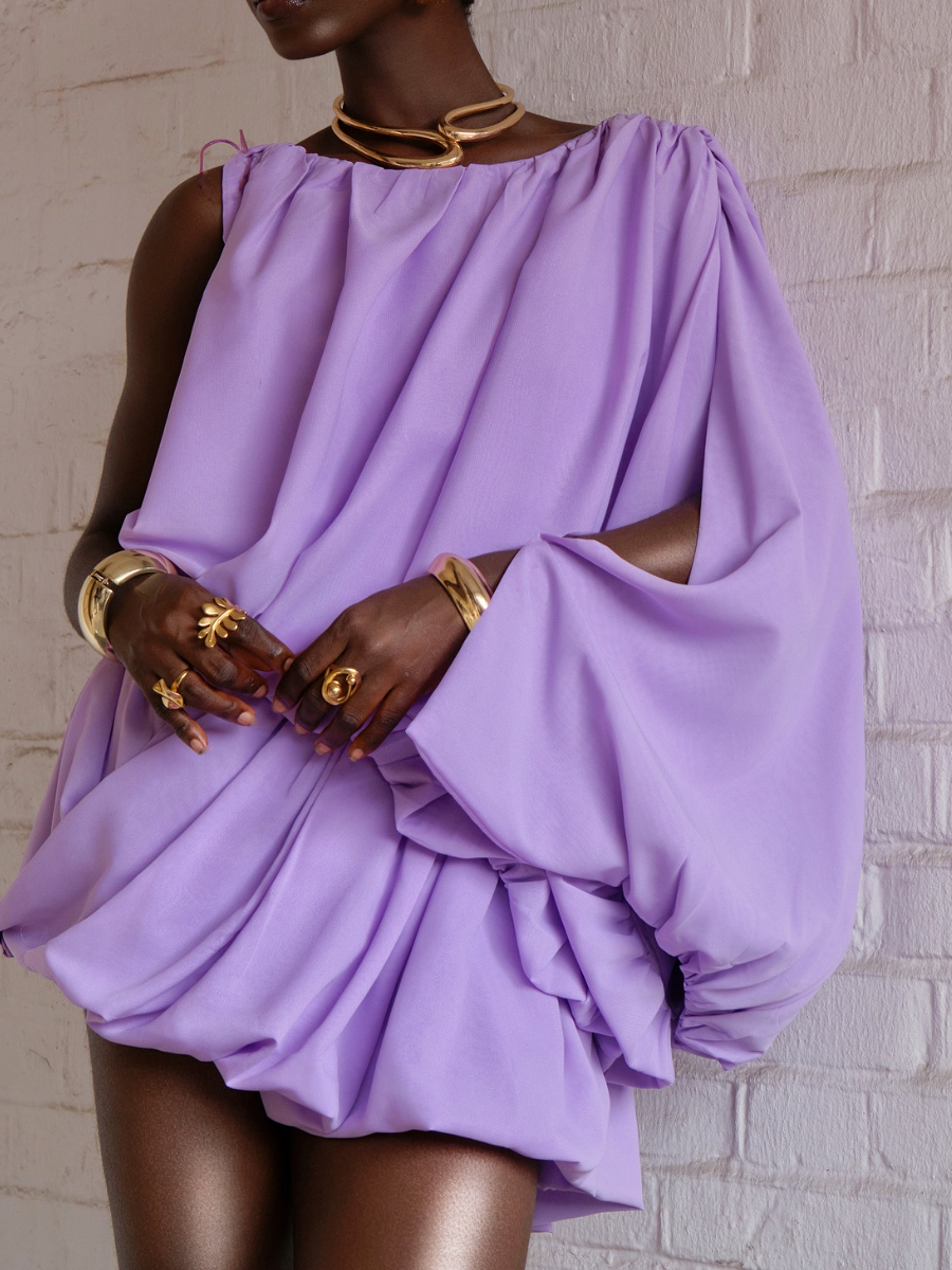 Pleated Asymmetrical Top Skirt Suit