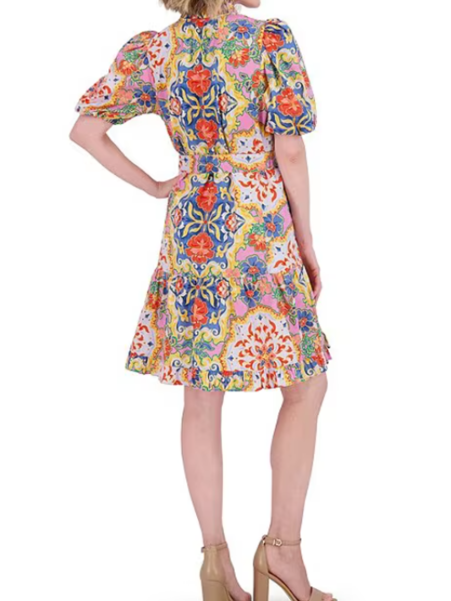 Colorful Floral Short Dress