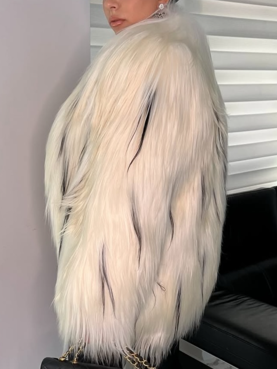 Beige Fashionable Fur Coat