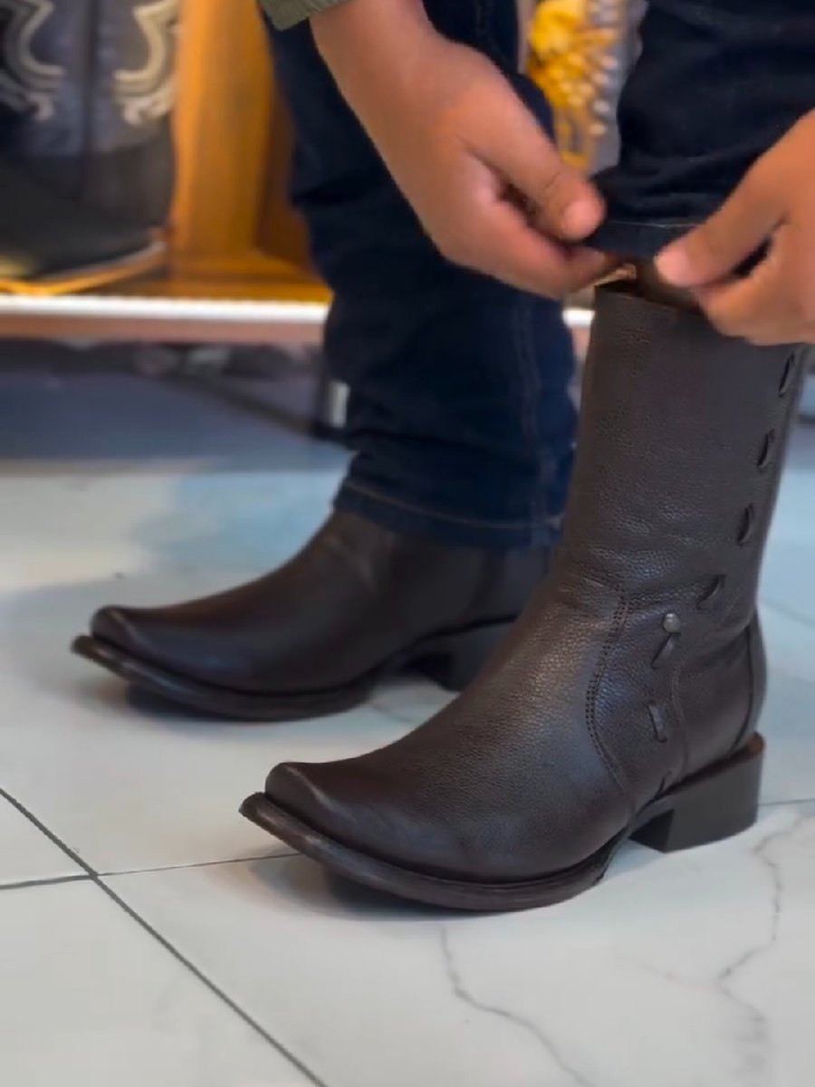 Side Zipper Mid Cowboy Boots