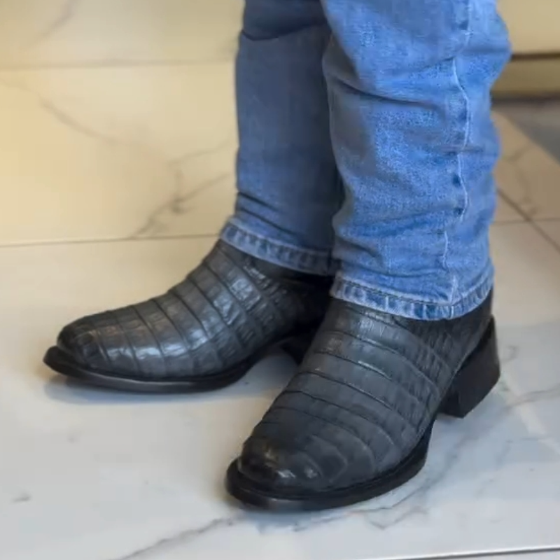 Crocodile Leather Side-Zip Cowboy Boots