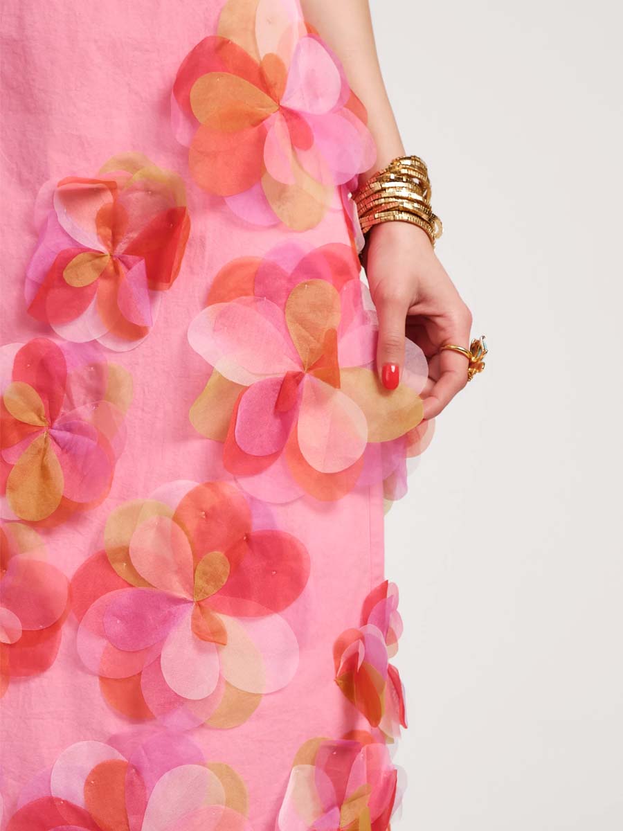 Sleeveless 3D Flower Maxi Dress