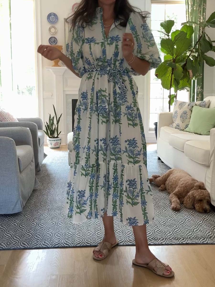 Floral Print Belted Maxi Dress