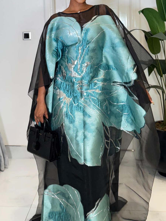 Mesh Printed See-through Cover-up Dress