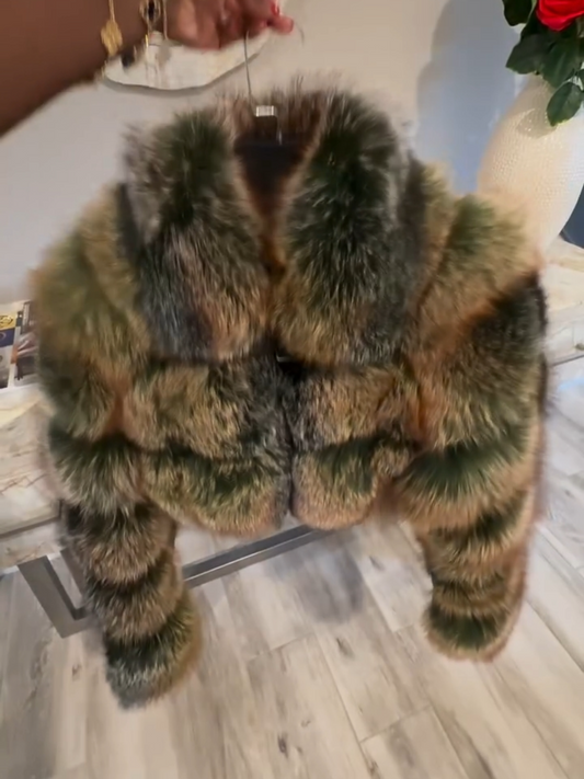 Autumn Green Short Fur Coat