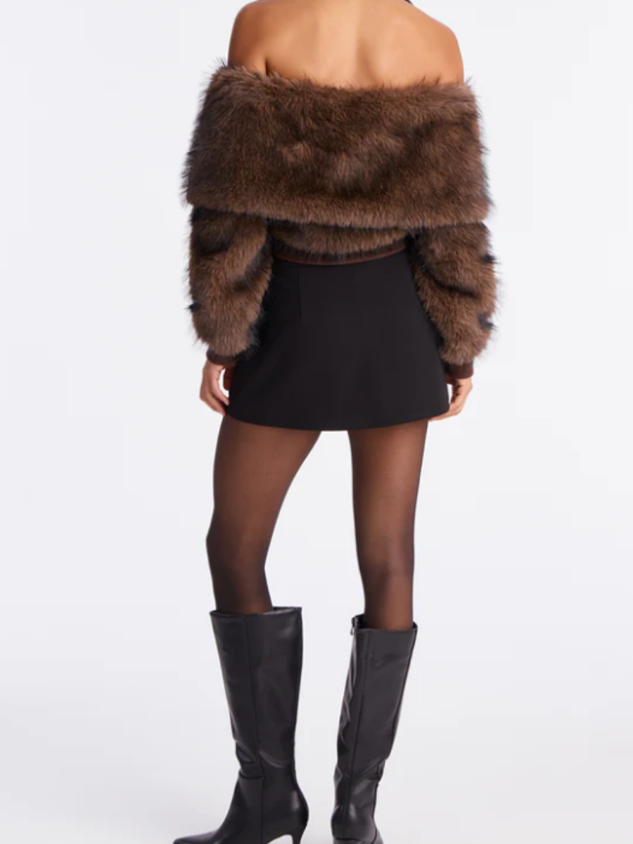 Faux Fur Off Shoulder Top