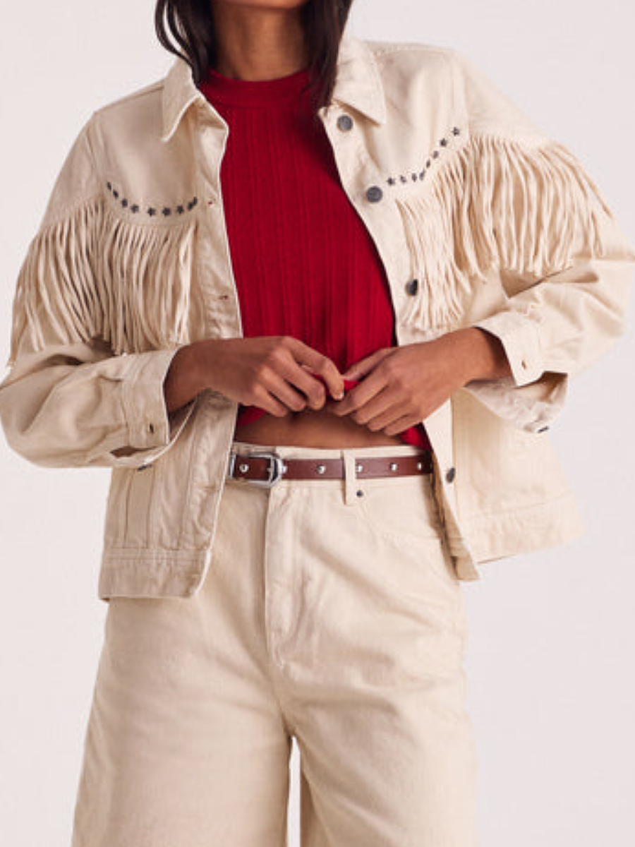 Denim Fringed Coat