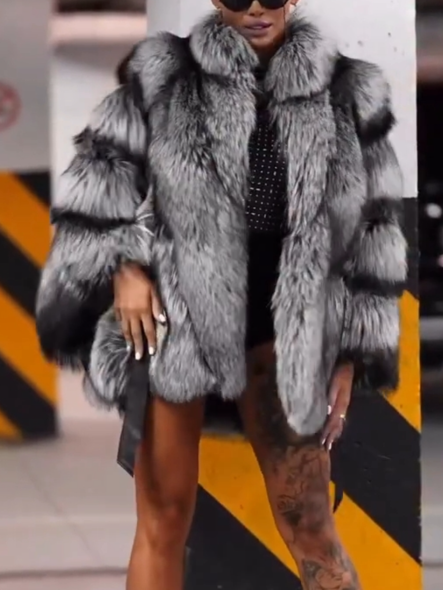 Autumn Gray Fur Coat