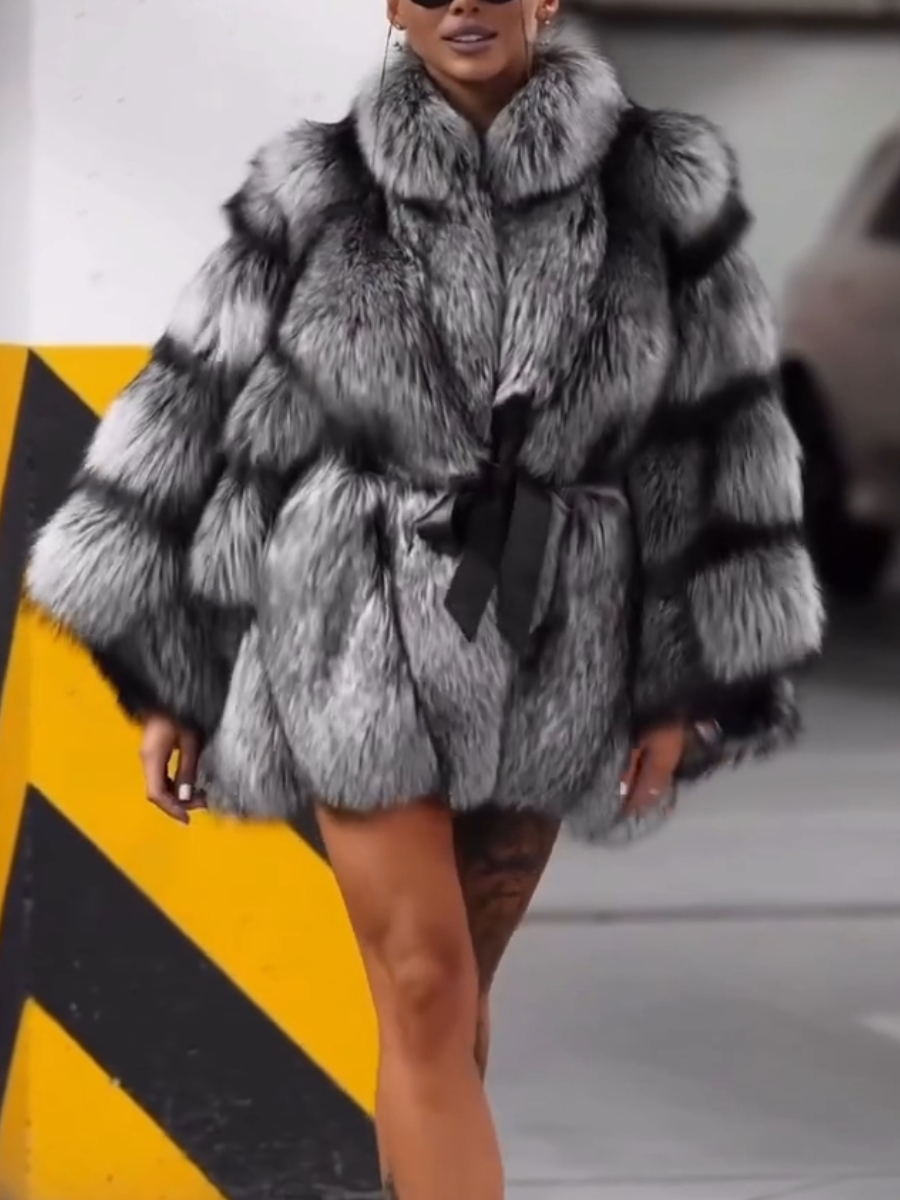 Autumn Gray Fur Coat