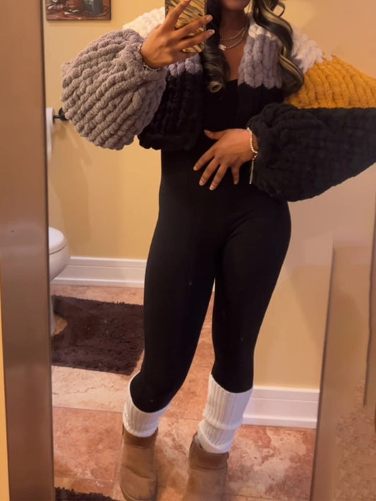 Knitted Cropped Cardigan (No Hood)