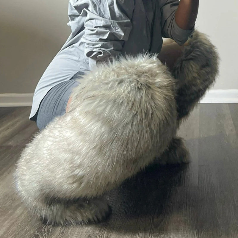 Faux Raccoon Fur Fox Fur Knee-high Fur Boots