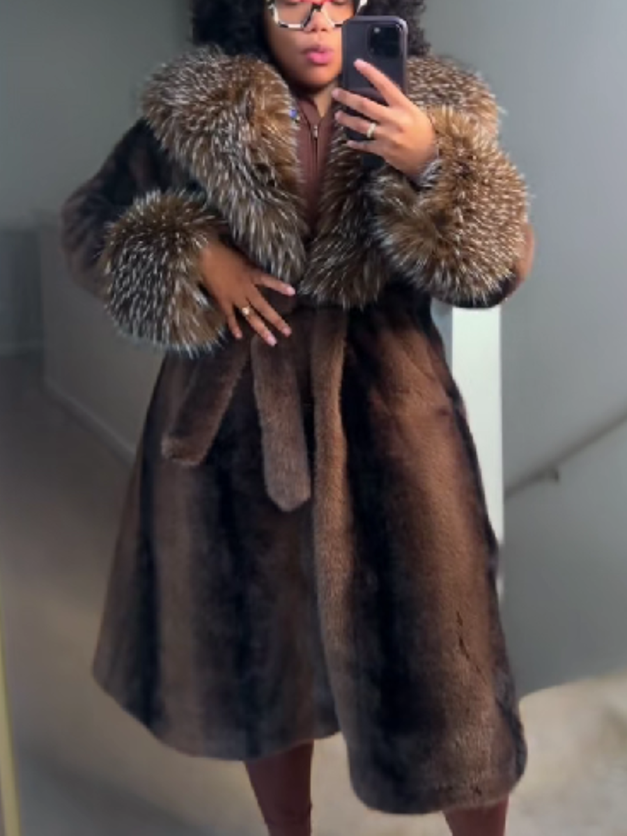 Large Plush Lapel Coat