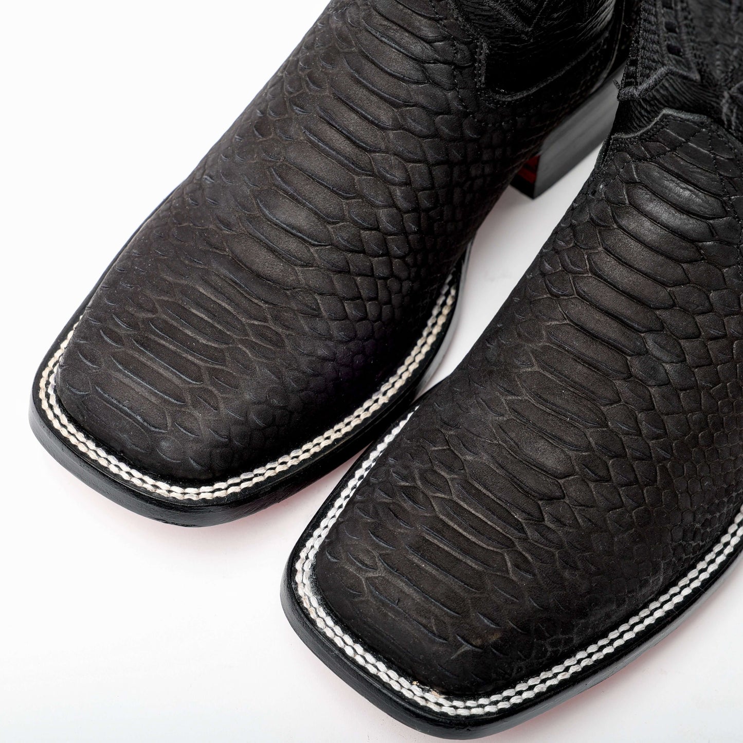 Matte Black Python Leather Boots