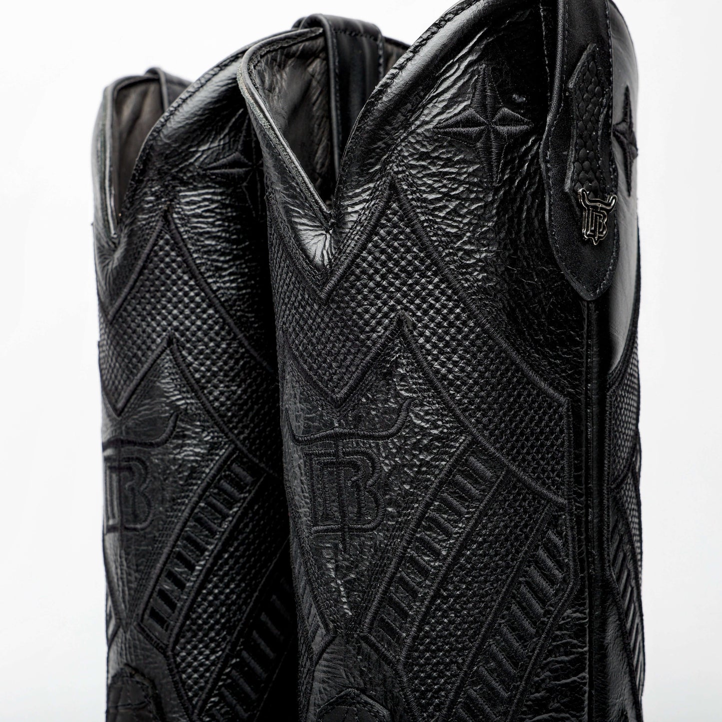 Matte Black Python Leather Boots