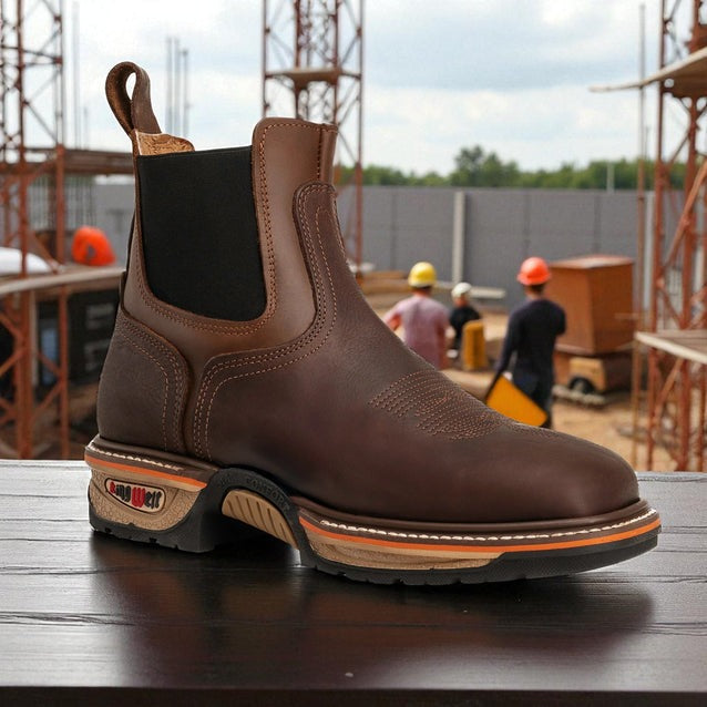 Soft toe Pull On Leather Work Boots